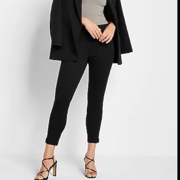 Express Columnist High Waisted Vegan Leather Knit Ankle Pant - Picture 12 of 12